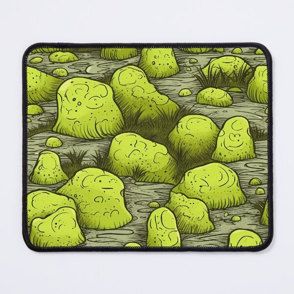 Item preview, Cartoon Green Rocks and Plants Print with Spiky Hair in Natural Watery Grass designed and sold by GiveMeMood.