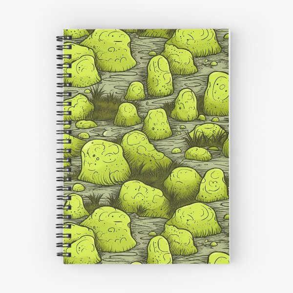 Item preview, Cartoon Green Rocks and Plants Print with Spiky Hair in Natural Watery Grass designed and sold by GiveMeMood.