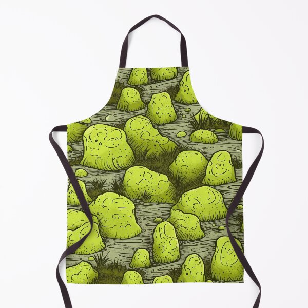 Item preview, Cartoon Green Rocks and Plants Print with Spiky Hair in Natural Watery Grass designed and sold by GiveMeMood.