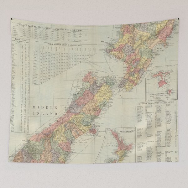 Item preview, Vintage Map of New Zealand (1906) designed and sold by BravuraMedia.