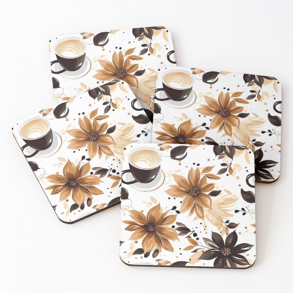 Item preview, Floral Coffee Cup Seamless Pattern - Art Prints and More designed and sold by GiveMeMood.