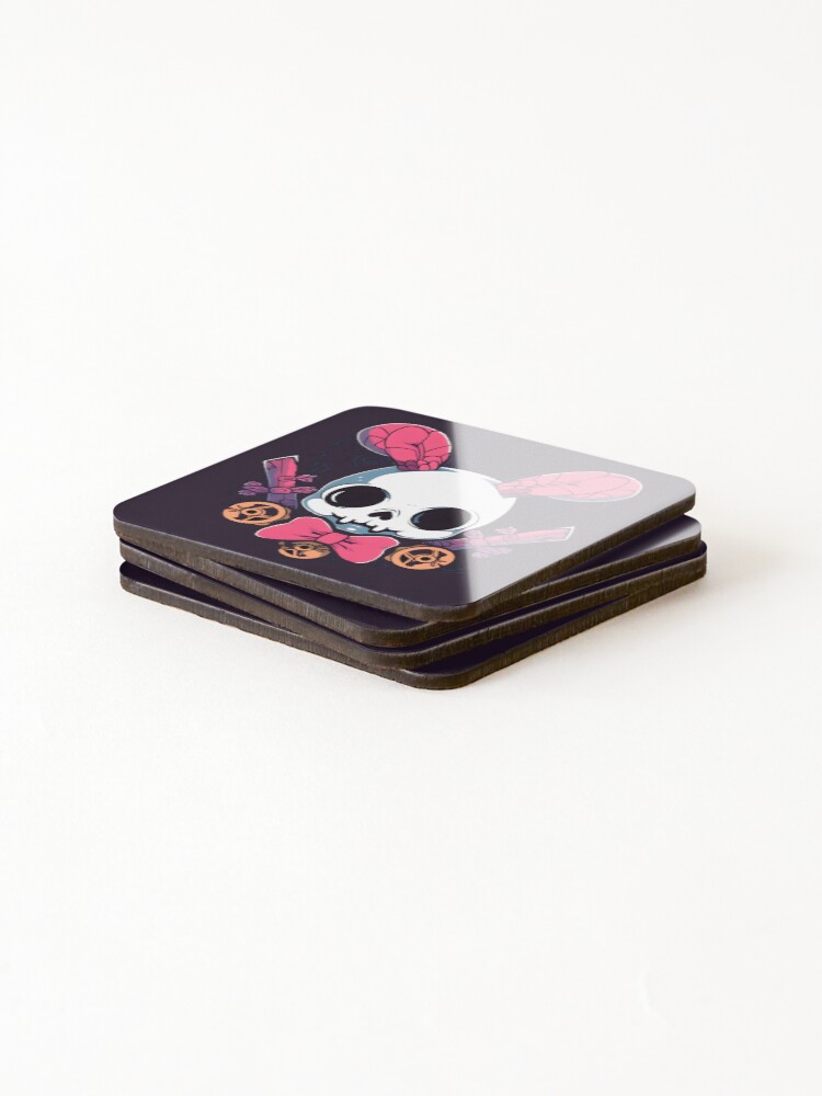 Thumbnail 4 of 5, Coasters (Set of 4), Deth Metal Bunny Rabbit, Rabbit Skull designed and sold by TheeDigitalDen.