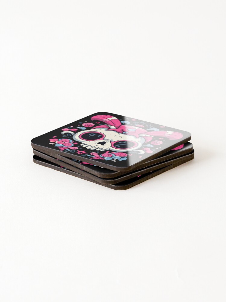 Thumbnail 4 of 5, Coasters (Set of 4), Deth Metal Bunny Rabbit, Rabbit Skull designed and sold by TheeDigitalDen.