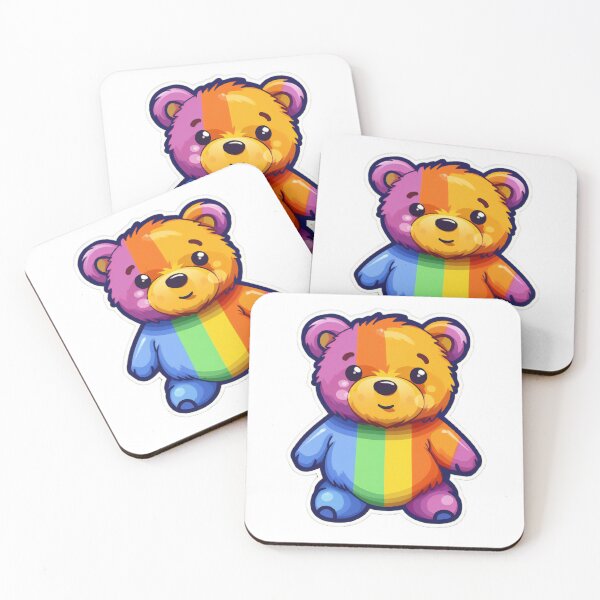 Item preview, A cartoon style rainbow PRIDE colored teddy bear  designed and sold by RuNT3ntertained.