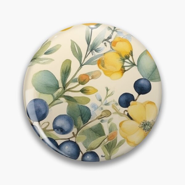 Aperçu de l'œuvre Modèle aquarelle de jardin de baies et de fleurs jaunes créée et vendue par DaisyMarroquin.