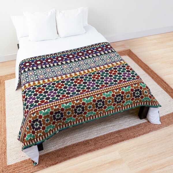 Alhambra Tessellations - red, blue and purple Comforter