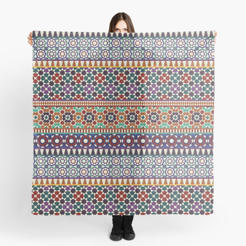 Alhambra Tessellations - red, blue and purple Scarf