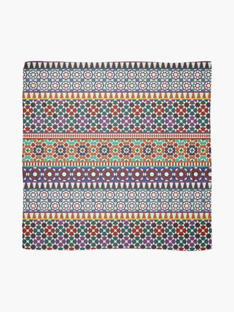 Alternate view of Alhambra Tessellations - red, blue and purple Scarf