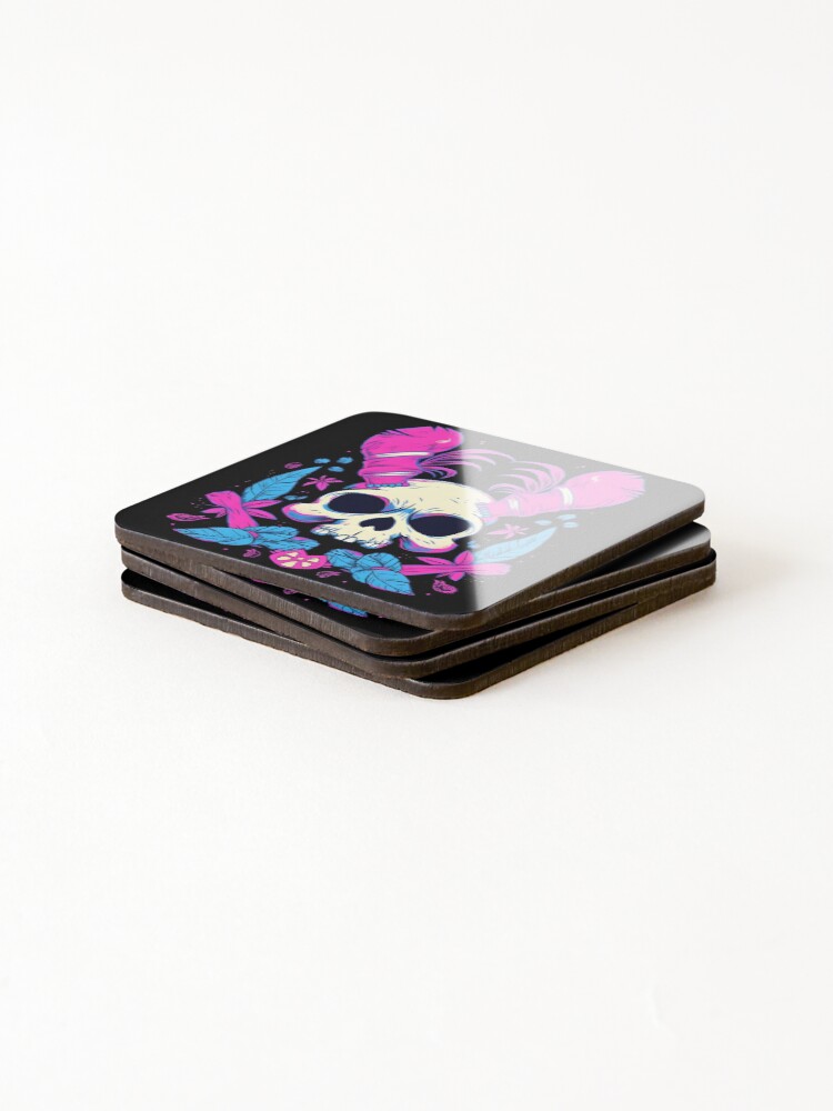 Thumbnail 4 of 5, Coasters (Set of 4), Deth Metal Bunny Rabbit, Rabbit Skull designed and sold by TheeDigitalDen.
