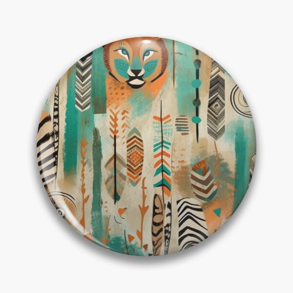 Item preview, Boho turquoise orange animal print watercolor pattern designed and sold by DaisyMarroquin.