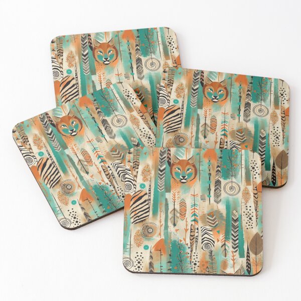 Item preview, Boho turquoise orange animal print watercolor pattern designed and sold by DaisyMarroquin.