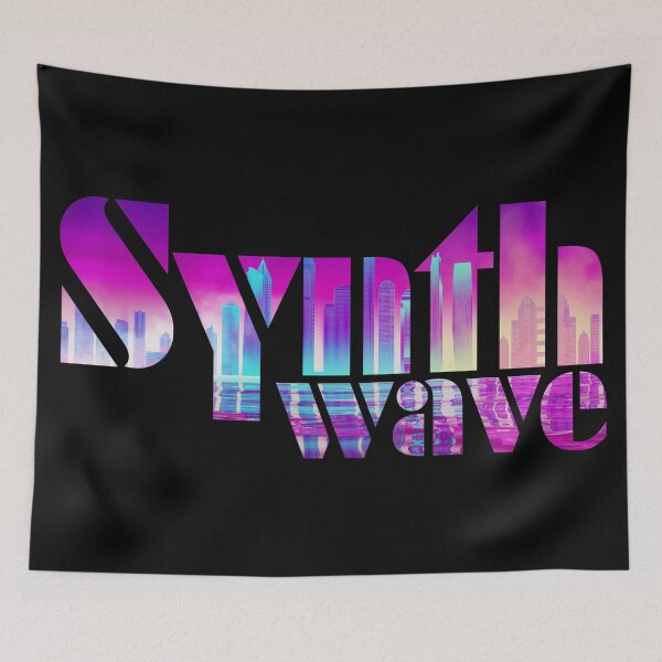 Item preview, Synthwave pink colorful city text designed and sold by CoralCactusArt.