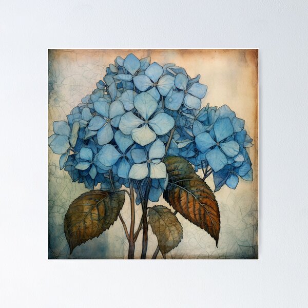 Item preview, Flor de hortensia de arte popular azul simple designed and sold by EpicFoxArt.