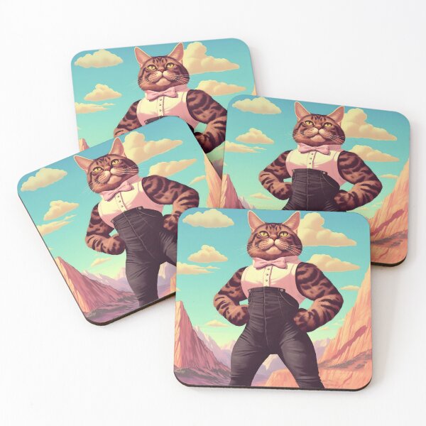Item preview, Muscle Meow Retro Cat Art designed and sold by KittyStampedeCo.