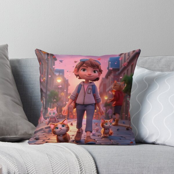 Item preview, Desenho de um Girl boneca na cidade, comércios e gatos amarelos designed and sold by afpnegocios.
