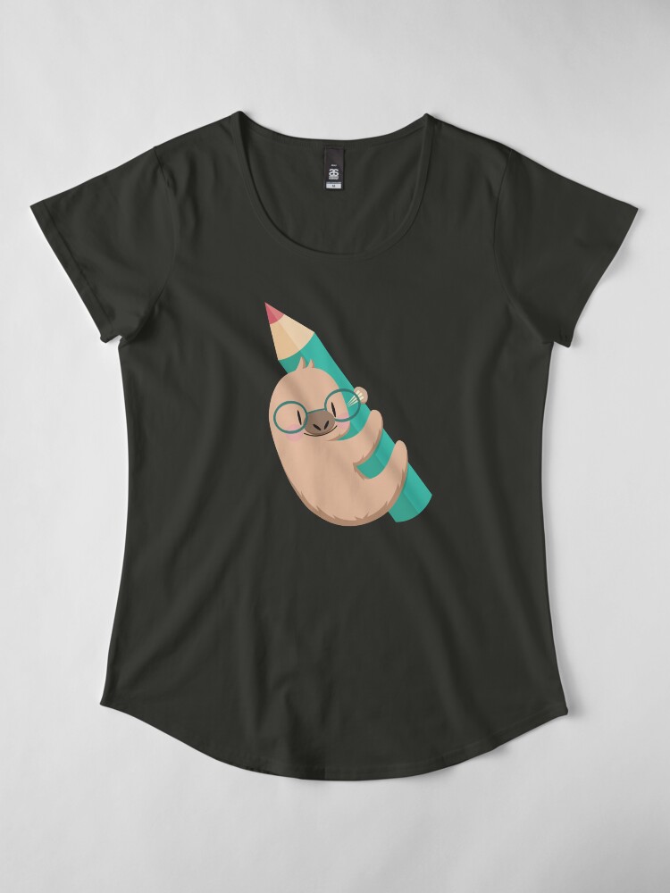 Alternate view of Sloths and pencils Premium Scoop T-Shirt