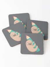 Sloths and pencils Coasters