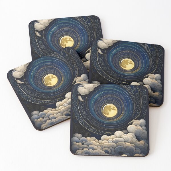 Item preview, Moon Clouds Art Nouveau Fantasy Art designed and sold by druidwolfart.