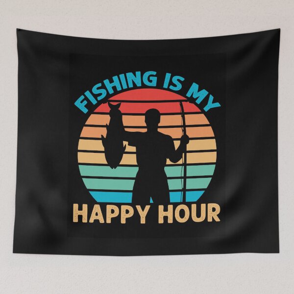 Item preview, Vintage Fishing Design: Fishing Is My Happy Hour designed and sold by mturns57.