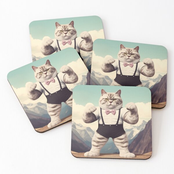 Item preview, Muscle Meow Retro Cat Art designed and sold by KittyStampedeCo.