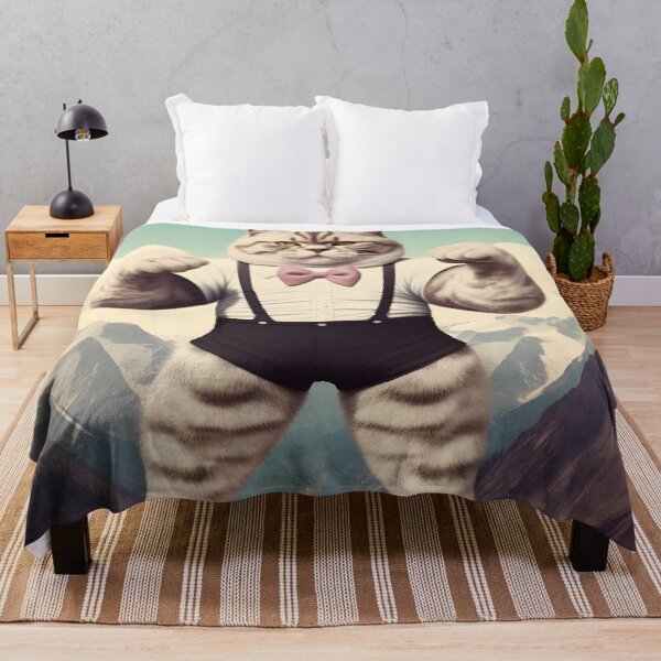Item preview, Muscle Meow Retro Cat Art designed and sold by KittyStampedeCo.