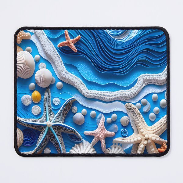 Item preview, Blue nautical art with seashells and starfish.  designed and sold by Inktown.