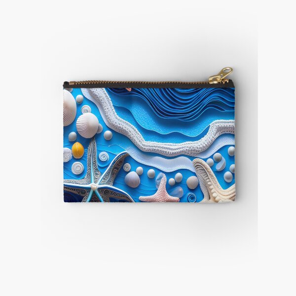 Item preview, Blue nautical art with seashells and starfish.  designed and sold by Inktown.