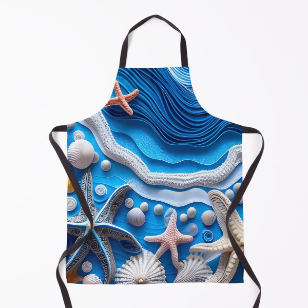 Item preview, Blue nautical art with seashells and starfish. designed and sold by Inktown.