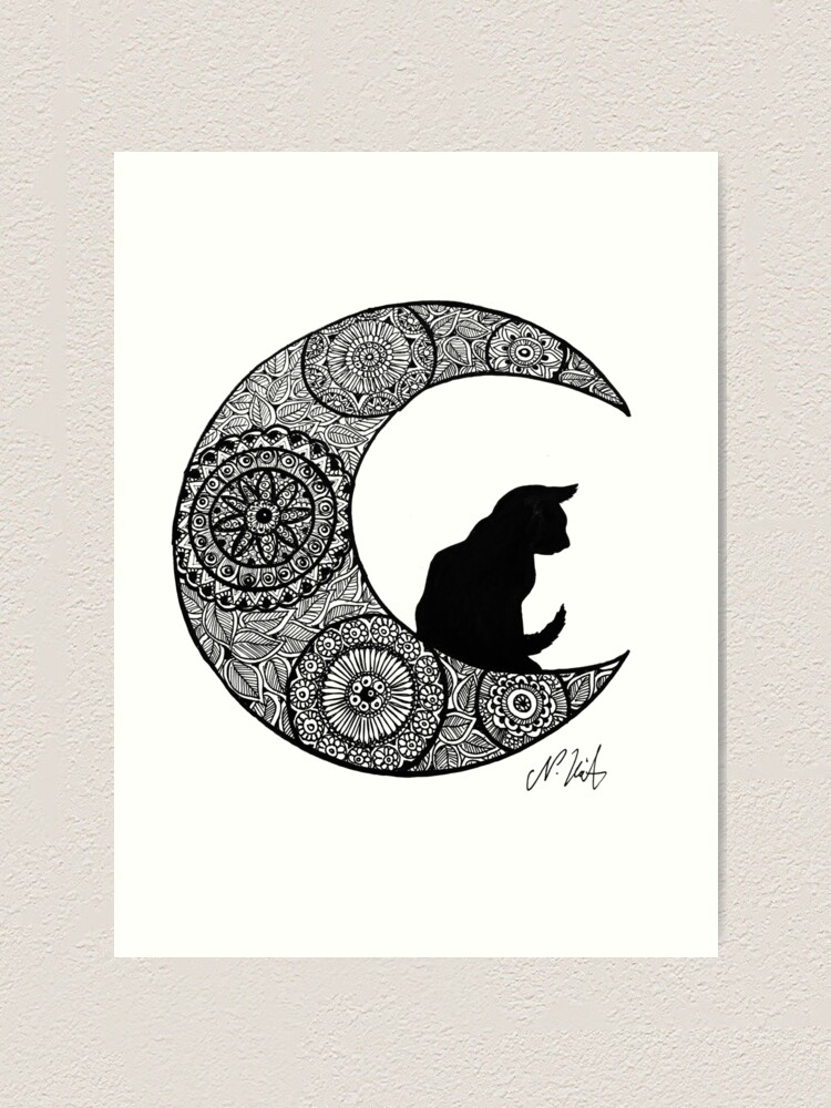 Download "Cat moon mandala" Art Print by Ninabella19790 | Redbubble