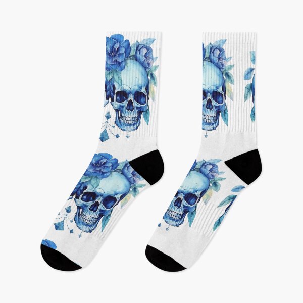 Item preview, Blue Sister Floral Skulls designed and sold by bellarock.