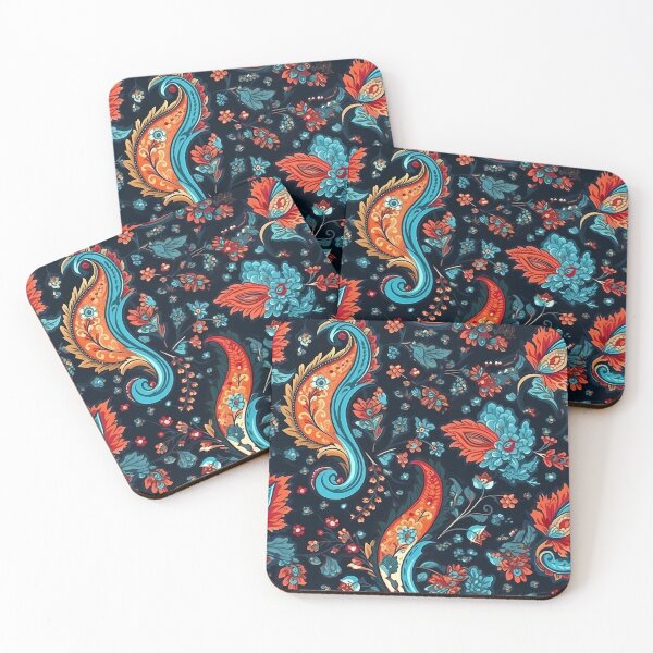 Item preview, Nocturnal Elegance: Floral Paisley Pattern on Ebony Canvas designed and sold by EDigitalDesigns.