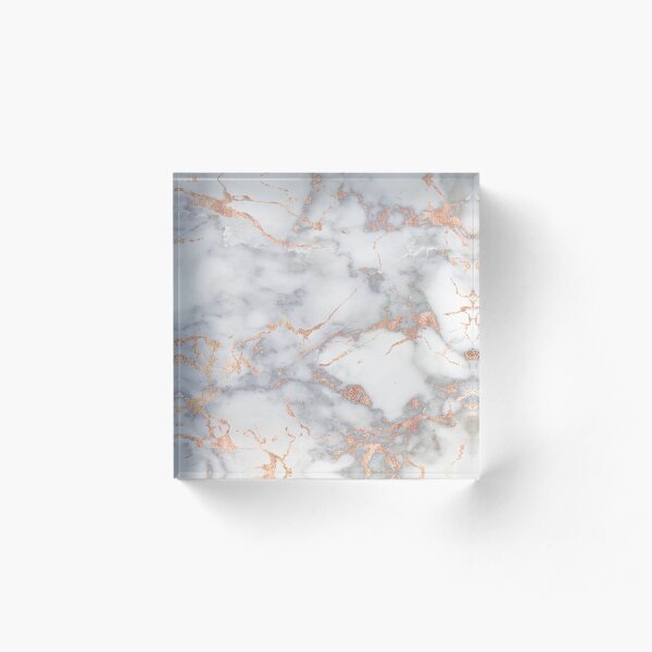 "Rosegold Rosa Sparkle Faux Marmor" Acrylblock von ...