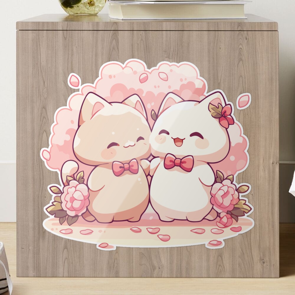 Cat Sticker Icon Couple Cute Kawaii Graphic by kuulzstudio