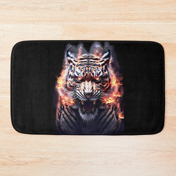 Item preview, "Power and Fire: Raging Tiger with Eyes of Flame and Surrounded by Fire." designed and sold by Jhuvel.
