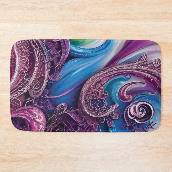 Item preview, Pink and Blue Chameleons-Swirling and Coiling Blue & White Paint Fusion of Chameleons Under Purple Lace designed and sold by Hanlar.