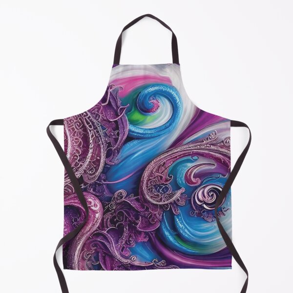 Item preview, Pink and Blue Chameleons-Swirling and Coiling Blue & White Paint Fusion of Chameleons Under Purple Lace designed and sold by Hanlar.