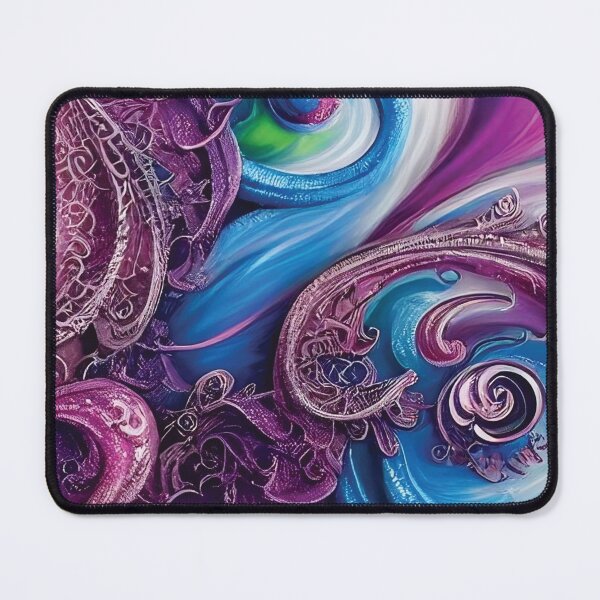 Item preview, Pink and Blue Chameleons-Swirling and Coiling Blue & White Paint Fusion of Chameleons Under Purple Lace designed and sold by Hanlar.