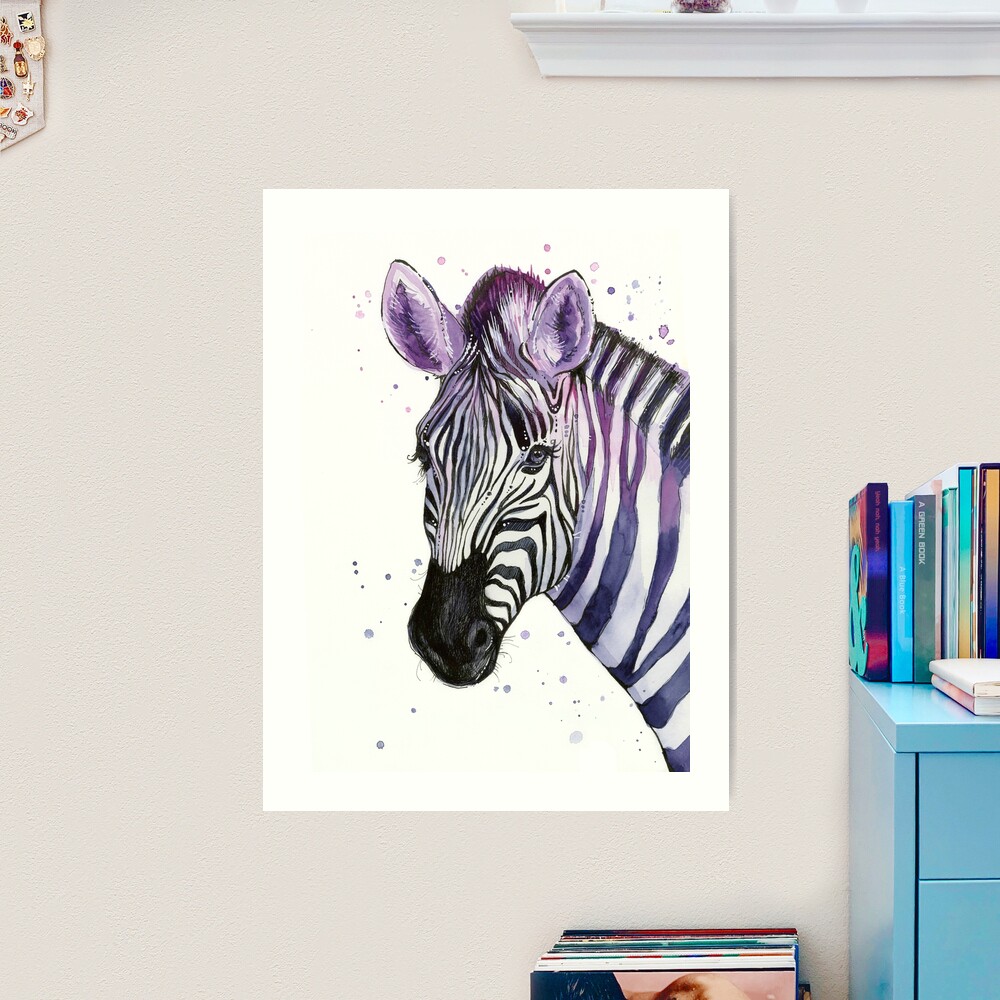 Purple Zebra, Zebra Watercolor, Zebra Painting, Zebra Nursery