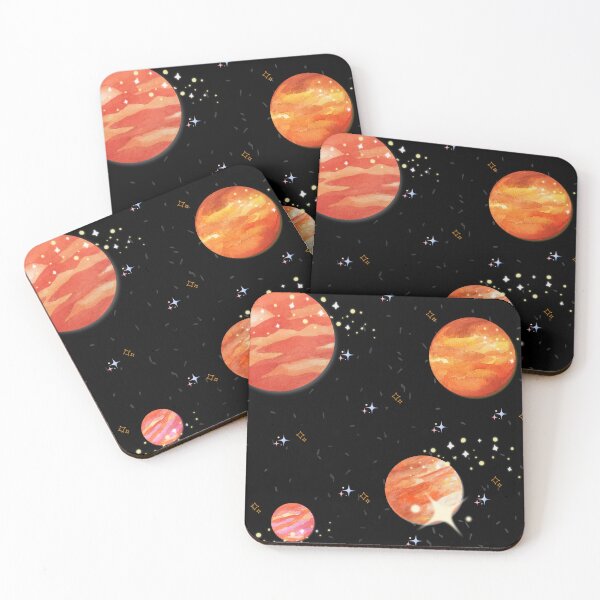 Item preview, Watercolor galaxy of red orange planets designed and sold by andrasdesignssss.