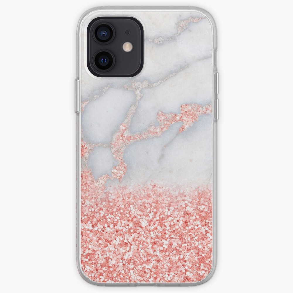 Rosegold Glitter Pink Sparkle Faux Marble iPhone Case & Cover