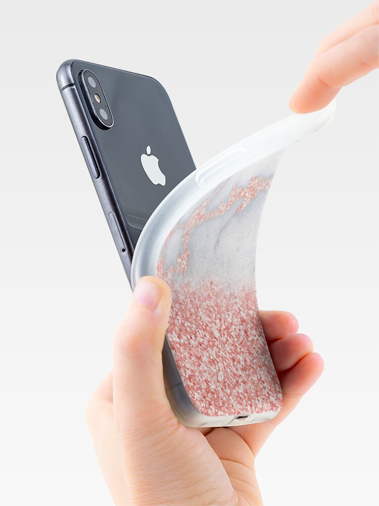 Alternate view of Rosegold Glitter Pink Sparkle Faux Marble iPhone Case & Cover