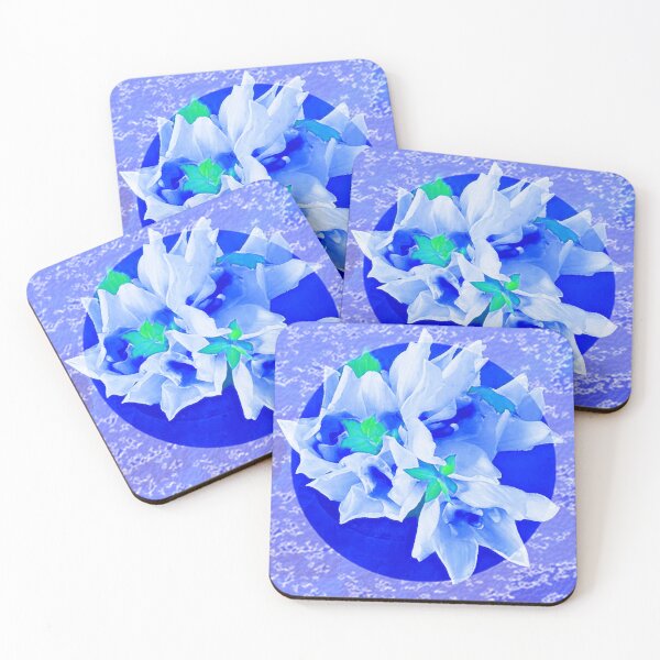 Item preview, White-Blue Flowers bouquet with lace pattern trim by Iritof designed and sold by iritof.