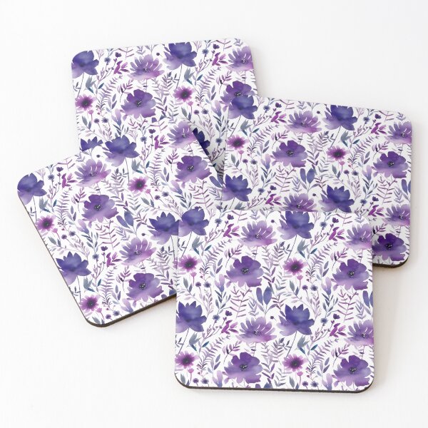 Item preview, Purple watercolour floral pattern designed and sold by florallover444.