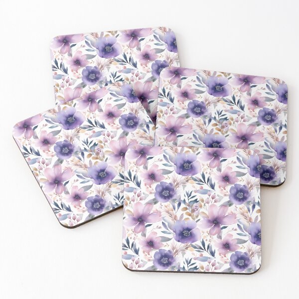 Item preview, Purple watercolour floral pattern designed and sold by florallover444.