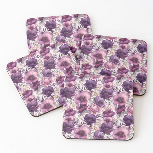 Item preview, Purple watercolour floral pattern designed and sold by florallover444.