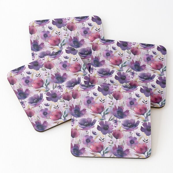 Item preview, Purple watercolour floral pattern designed and sold by florallover444.