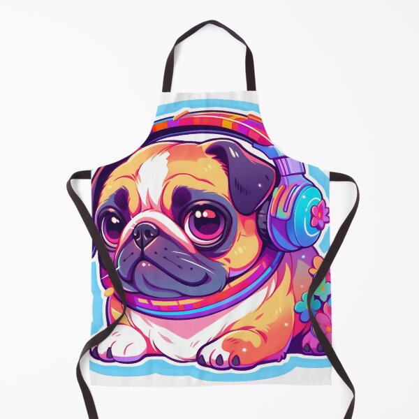 Item preview, Colorful DJ Pug with Headphones designed and sold by StickeryPickery.