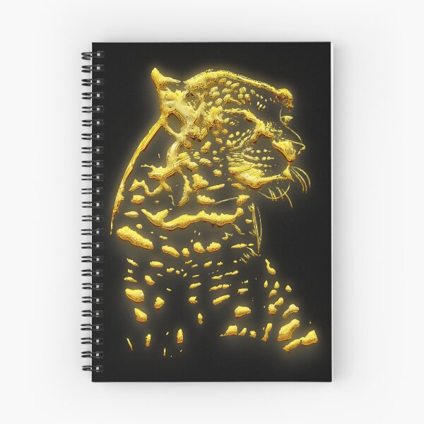Item preview, leopard roaring 3d art on black background | golden illustration 3d  designed and sold by KARTICK DUTTA.