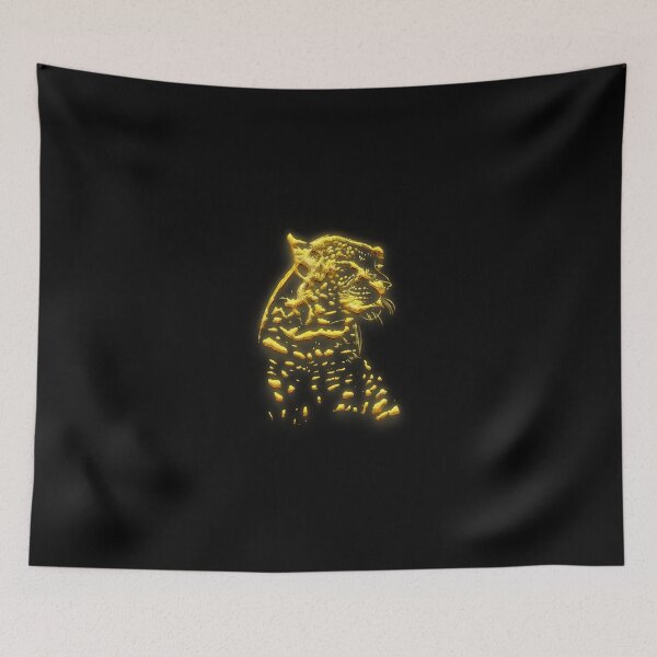 Item preview, leopard roaring 3d art on black background | golden illustration 3d  designed and sold by KARTICK DUTTA.