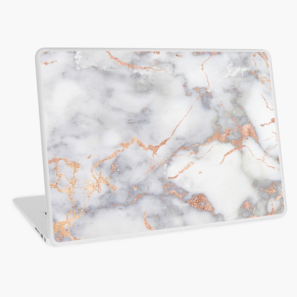 Rosegold Pink Sparkle Faux Marble Laptop Skin